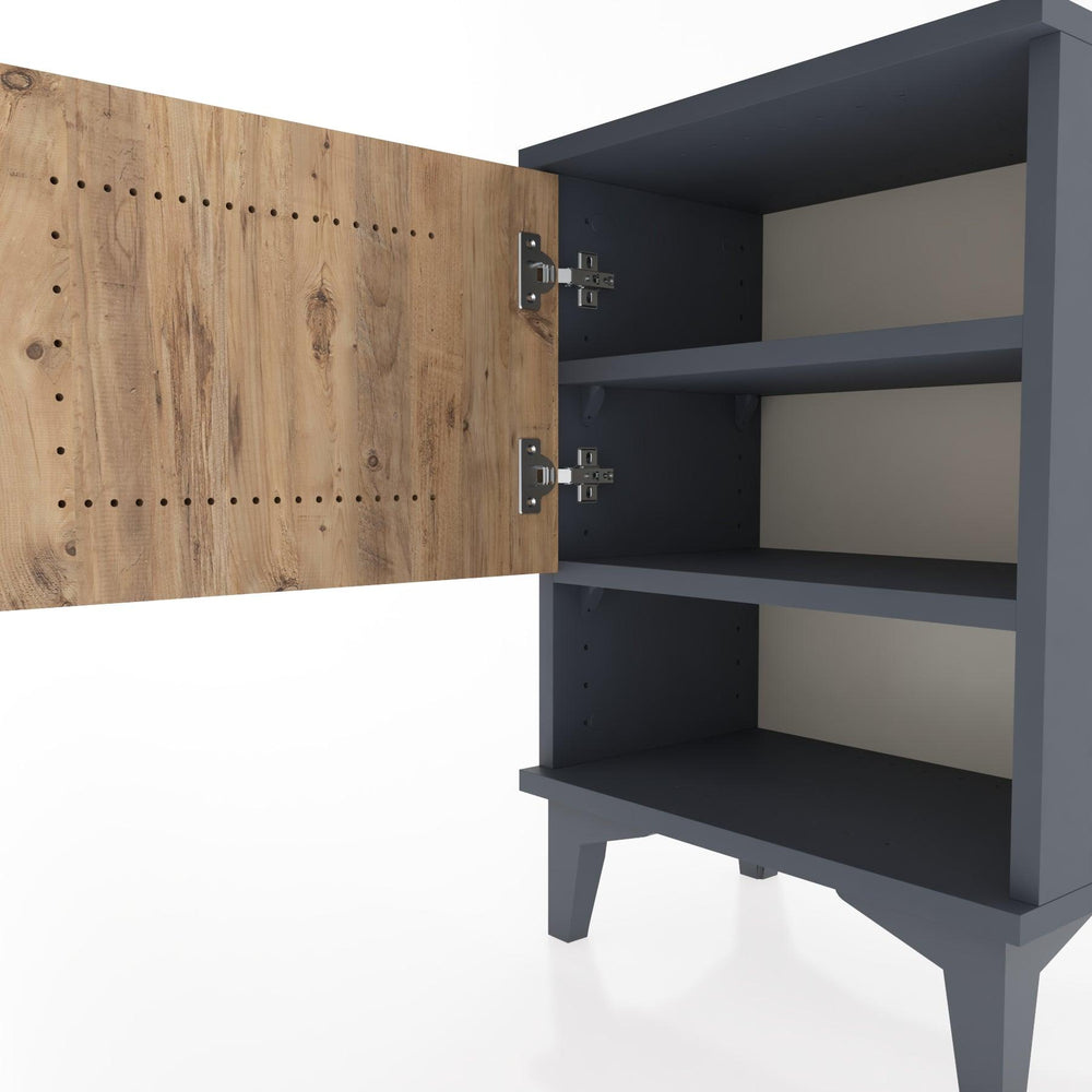 Woodntry Modüler Komodin Tek Kapak ve Raflı 44x30x52 cm Antrasit - Woodntry