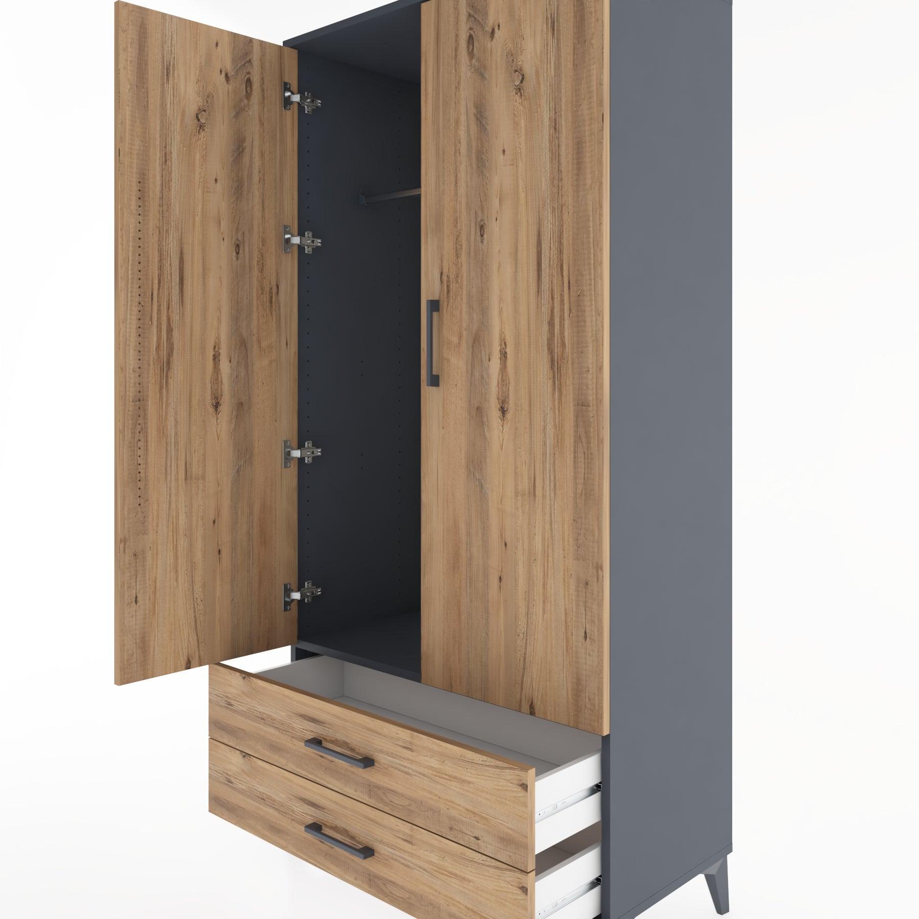 Woodntry Modular Cabinet Anthracite 88x44x170 cm with Doors and Drawers KC29-2