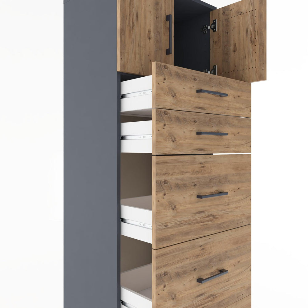 Woodntry Modular Cabinet Anthracite 60x44x170 cm with Doors and Drawers KC22-2