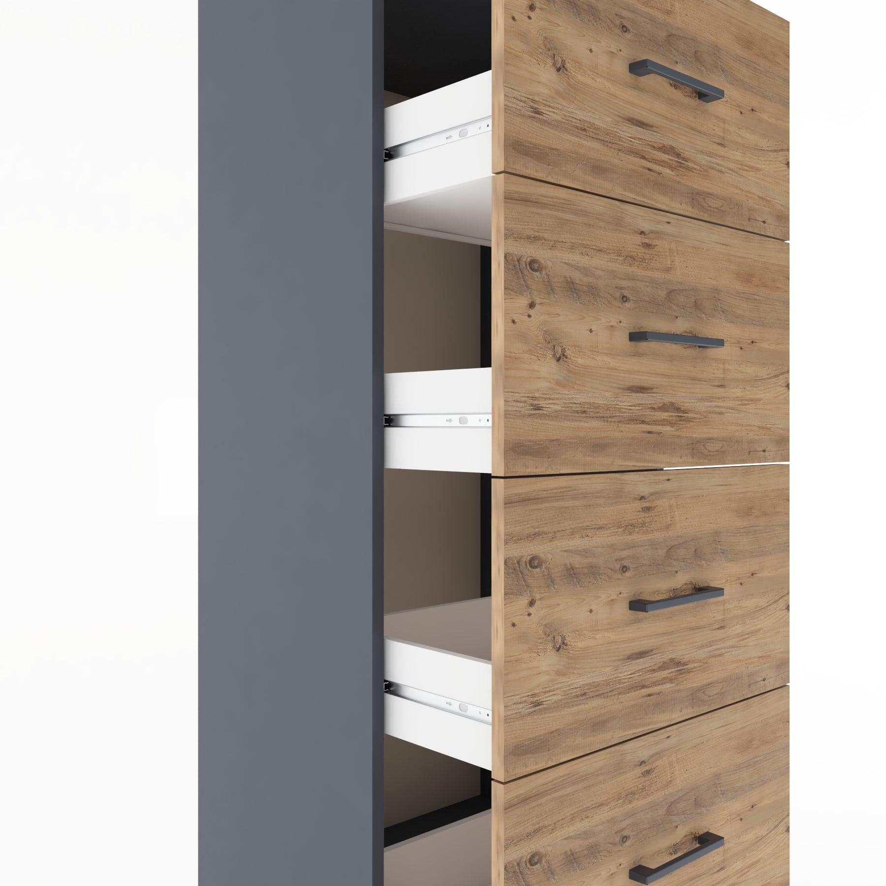 Woodntry Modüler Dolap Antrasit 60x44x170 cm Çekmeceli ve Raflı CR52-2