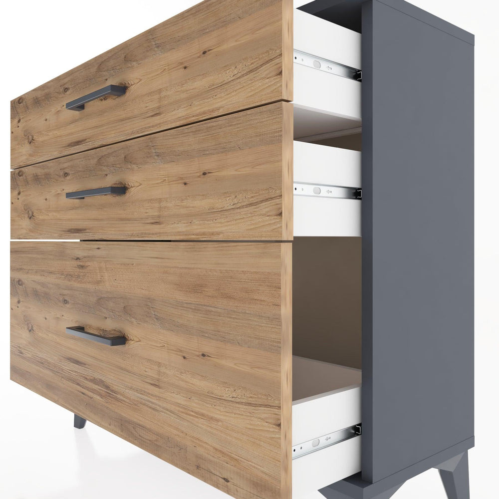 Woodntry Modüler Şifonyer Üç Çekmeceli V3 88x30x68 cm Antrasit - Woodntry