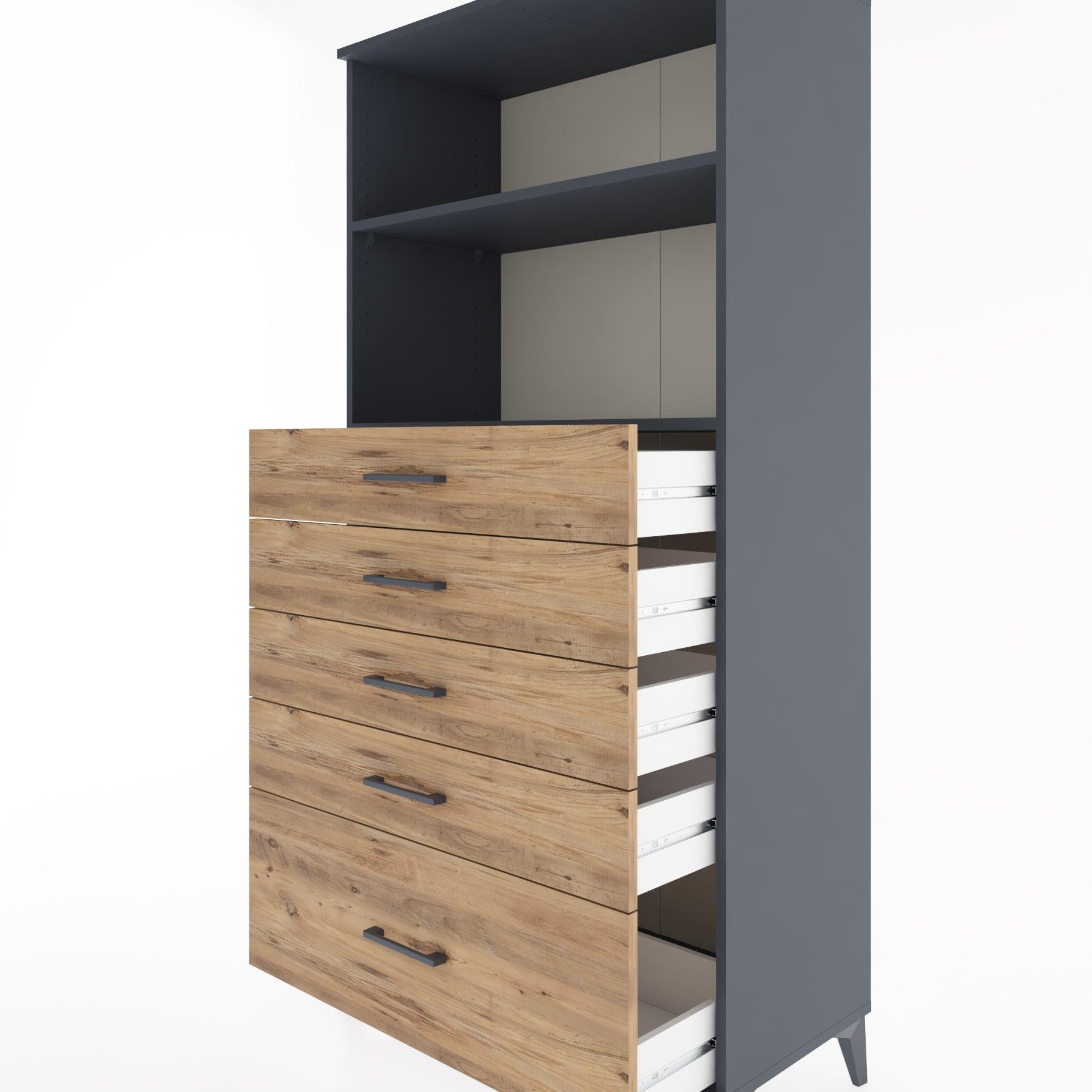 Woodntry Modular Cabinet Anthracite 88x44x170 cm with Drawers and Shelves CR40-2