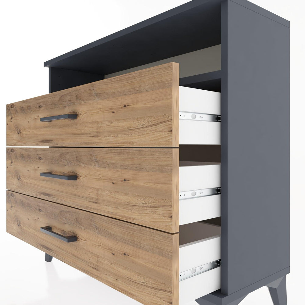 Woodntry Modüler Şifonyer Üç Çekmeceli V2 88x30x68 cm Antrasit - Woodntry