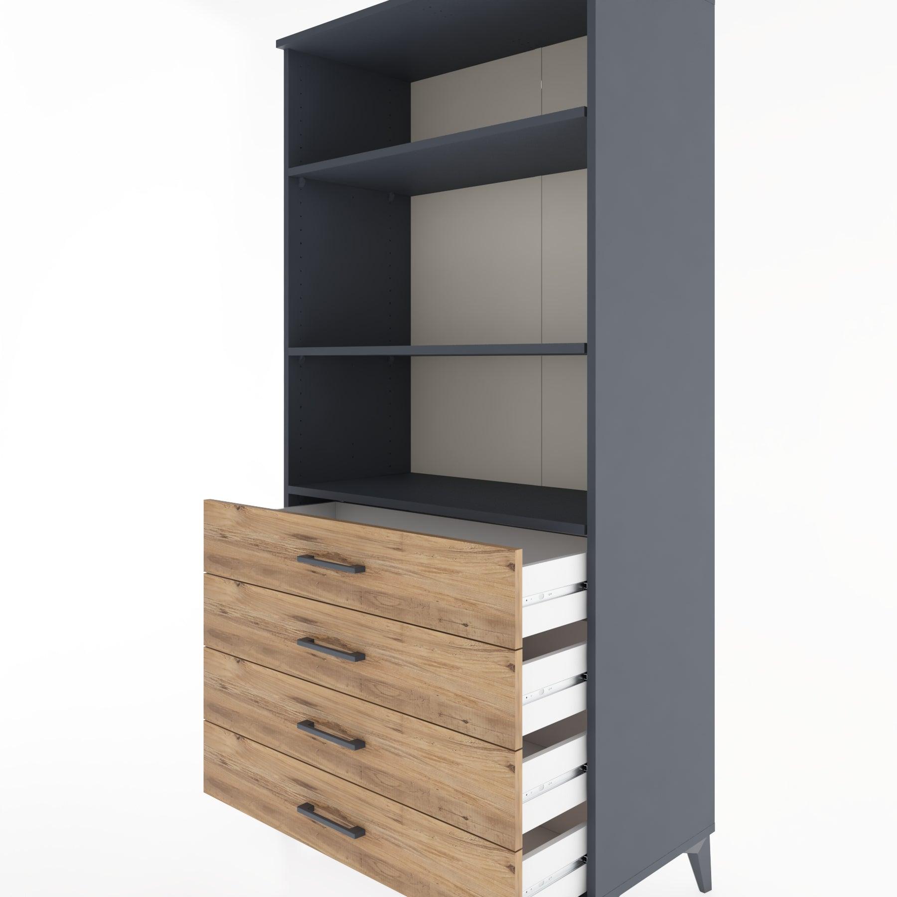 Woodntry Modular Cabinet Anthracite 88x44x170 cm with Drawers and Shelves CR36-2
