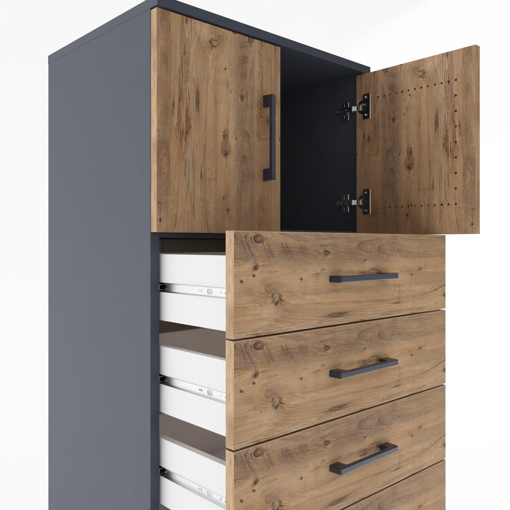 Woodntry Modular Cabinet Anthracite 60x44x170 cm with Doors and Drawers KC10-2