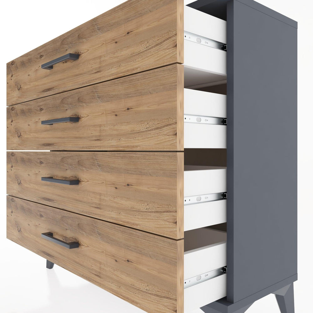 Woodntry Modüler Şifonyer 4 Çekmeceli 88x30x68 cm Antrasit - Woodntry