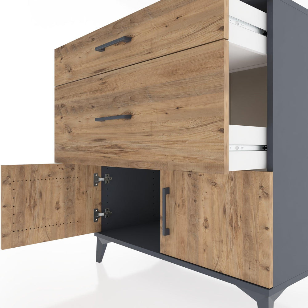 Woodntry Modular Dresser Anthracite 88x44x84 cm with Cover and Drawer KC116-2