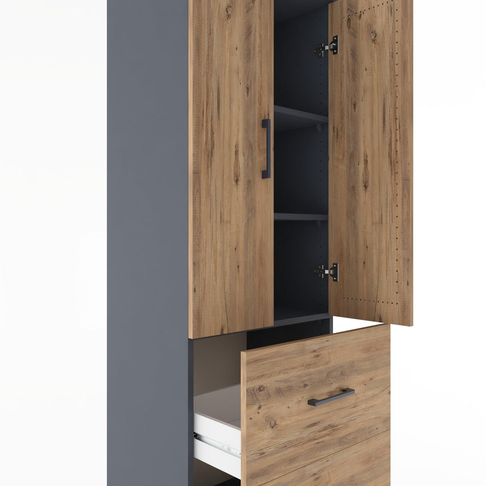 Woodntry Modular Cabinet Anthracite 60x44x170 cm with Doors and Drawers KC21-2