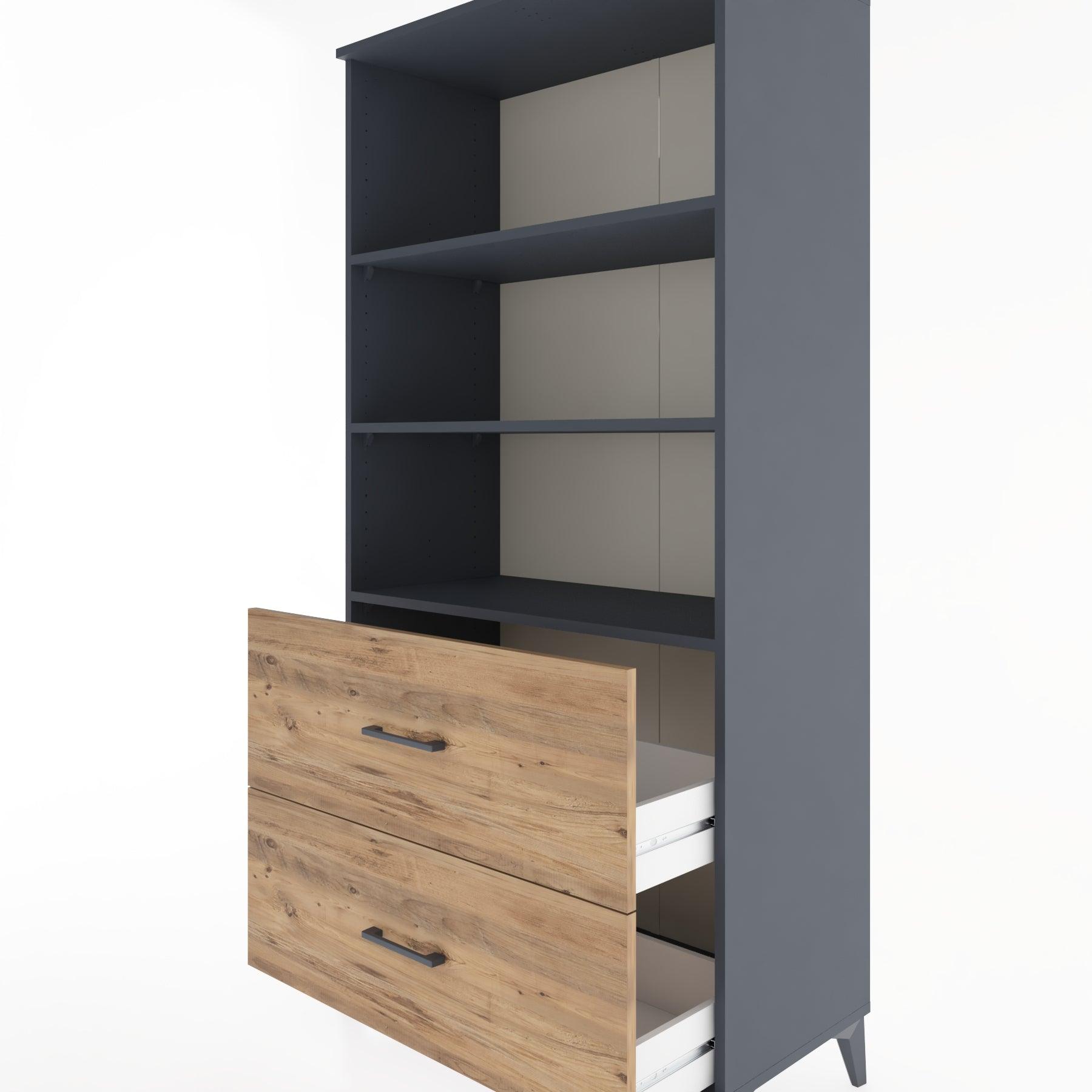 Woodntry Modular Cabinet Anthracite 88x44x170 cm with Drawers and Shelves CR49-2