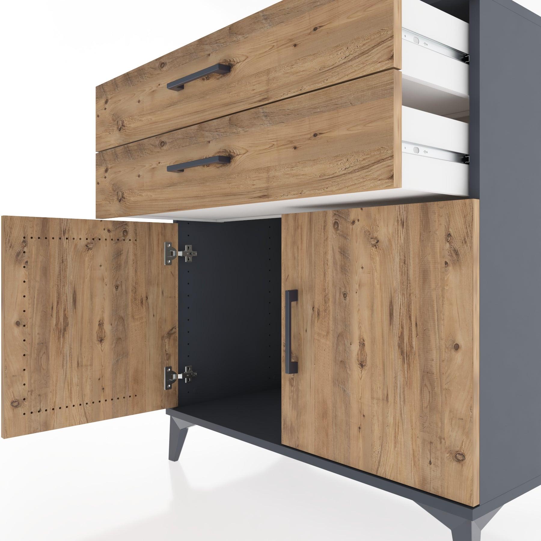 Woodntry Modular Dresser Anthracite 88x44x84 cm with Cover and Drawer KC33-2