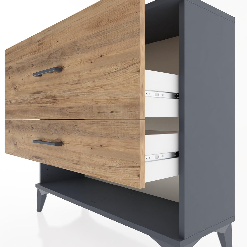 Woodntry Modüler Şifonyer İki Çekmeceli V5 88x30x68 cm Antrasit - Woodntry