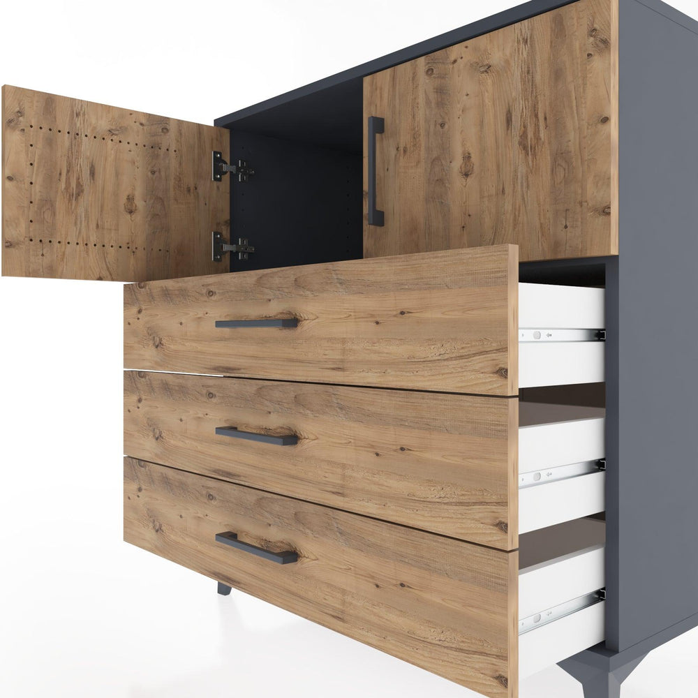 Woodntry Modular Dresser Anthracite 88x44x84 cm with Cover and Drawer KC98-2