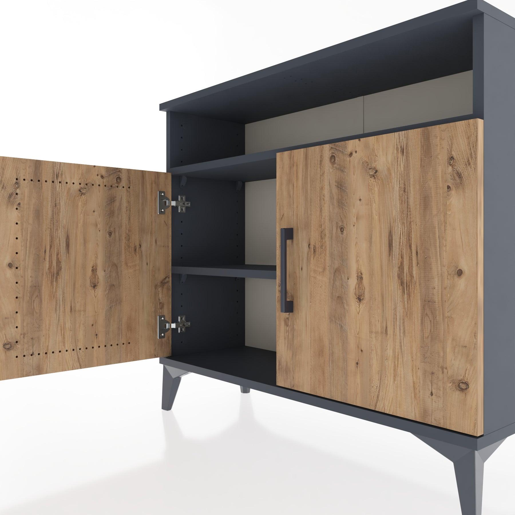 Woodntry Modüler Şifonyer Raf ve İki Kapaklı V1 88x30x68 cm Antrasit - Woodntry