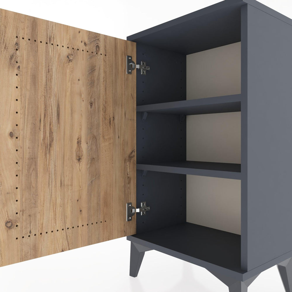 Woodntry Modüler Komodin Tek Kapaklı 44x30x68 cm Antrasit - Woodntry