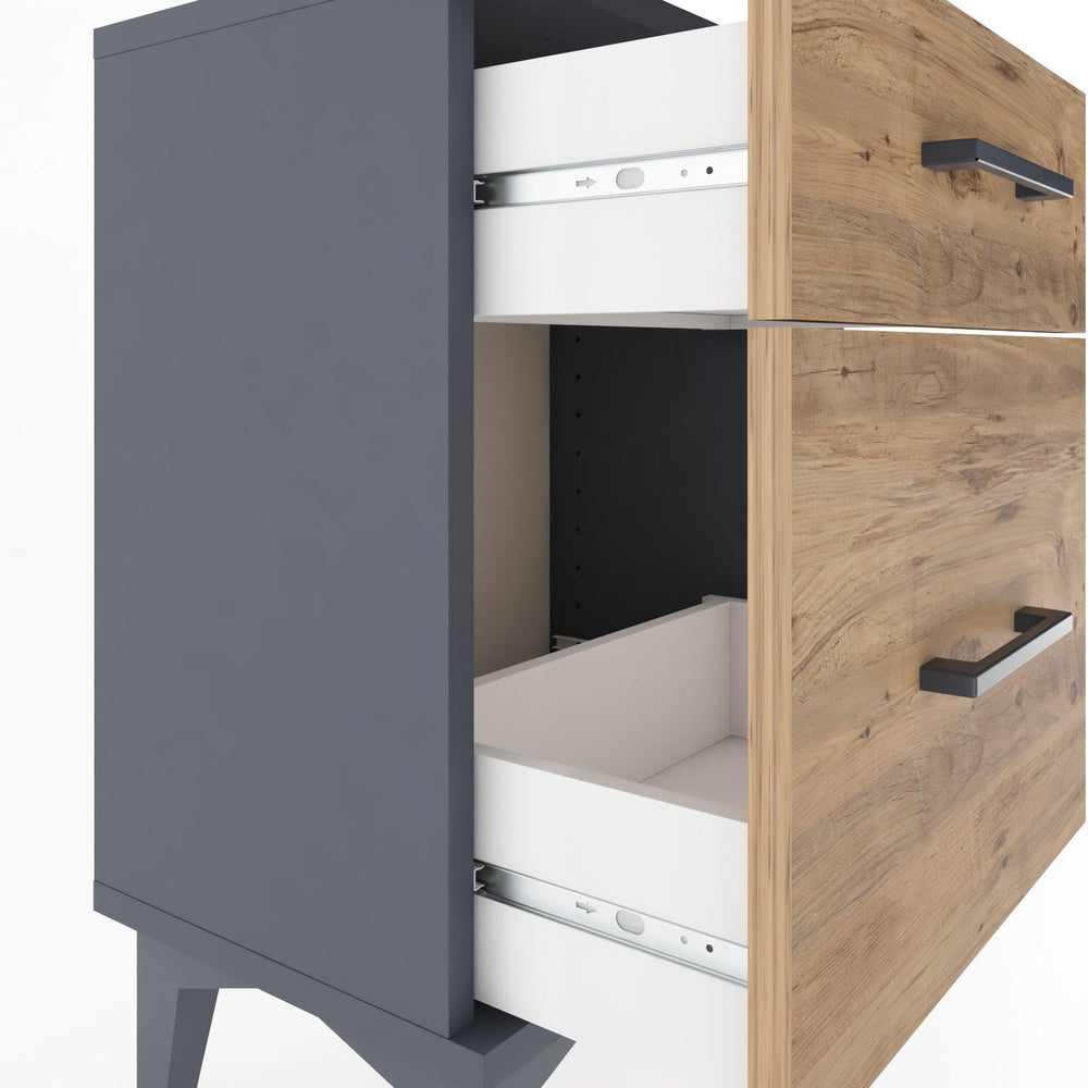 Woodntry Modüler Komodin Küçük ve Büyük Çekmece 44x30x52 cm Antrasit - Woodntry