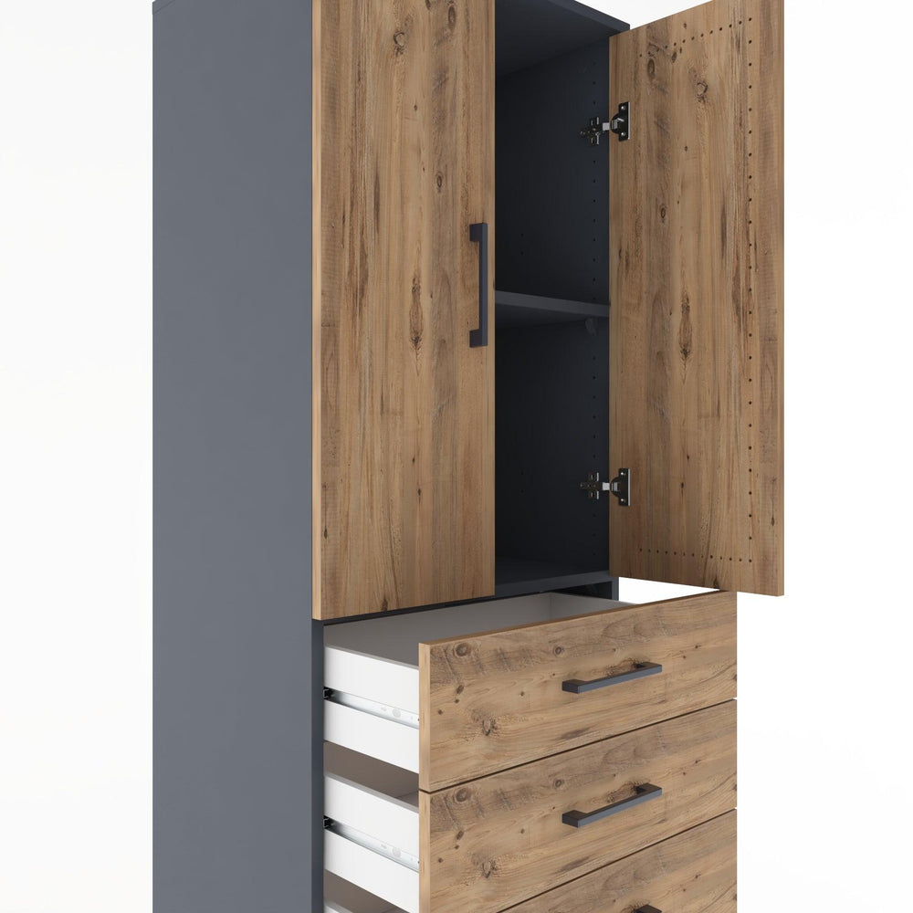 Woodntry Modular Cabinet Anthracite 60x44x170 cm with Doors and Drawers KC13-2