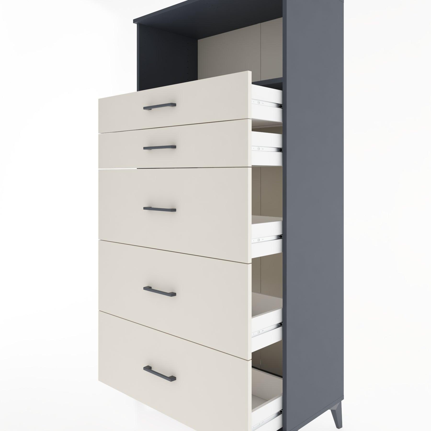 Woodntry Modular Cabinet Anthracite 88x44x170 cm with Drawers and Shelves CR50-2