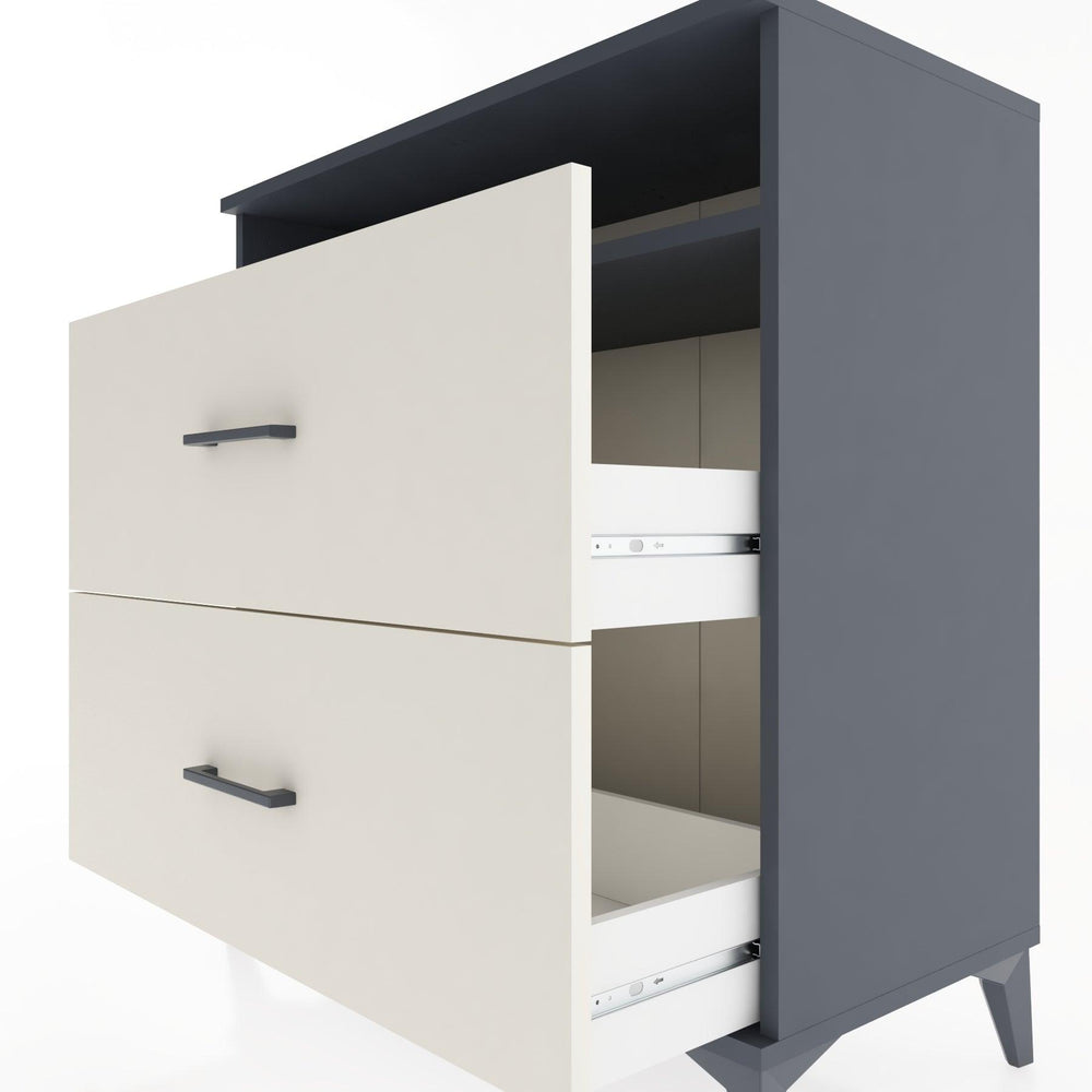 Woodntry Modüler Şifonyer Antrasit 88x44x84 cm Çekmeceli ve Raflı CR3-2