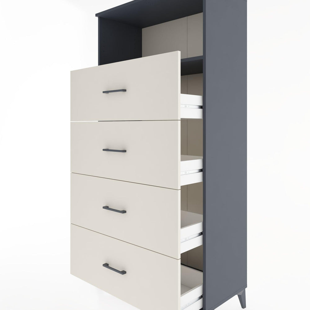 Woodntry Modüler Dolap Antrasit 88x44x170 cm Çekmeceli ve Raflı CR53-2