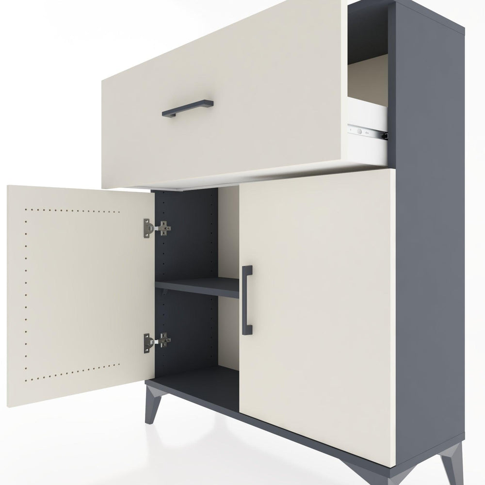 Woodntry Modüler Şifonyer Antrasit 88x30x94 cm Kapaklı ve Çekmeceli KC9-2