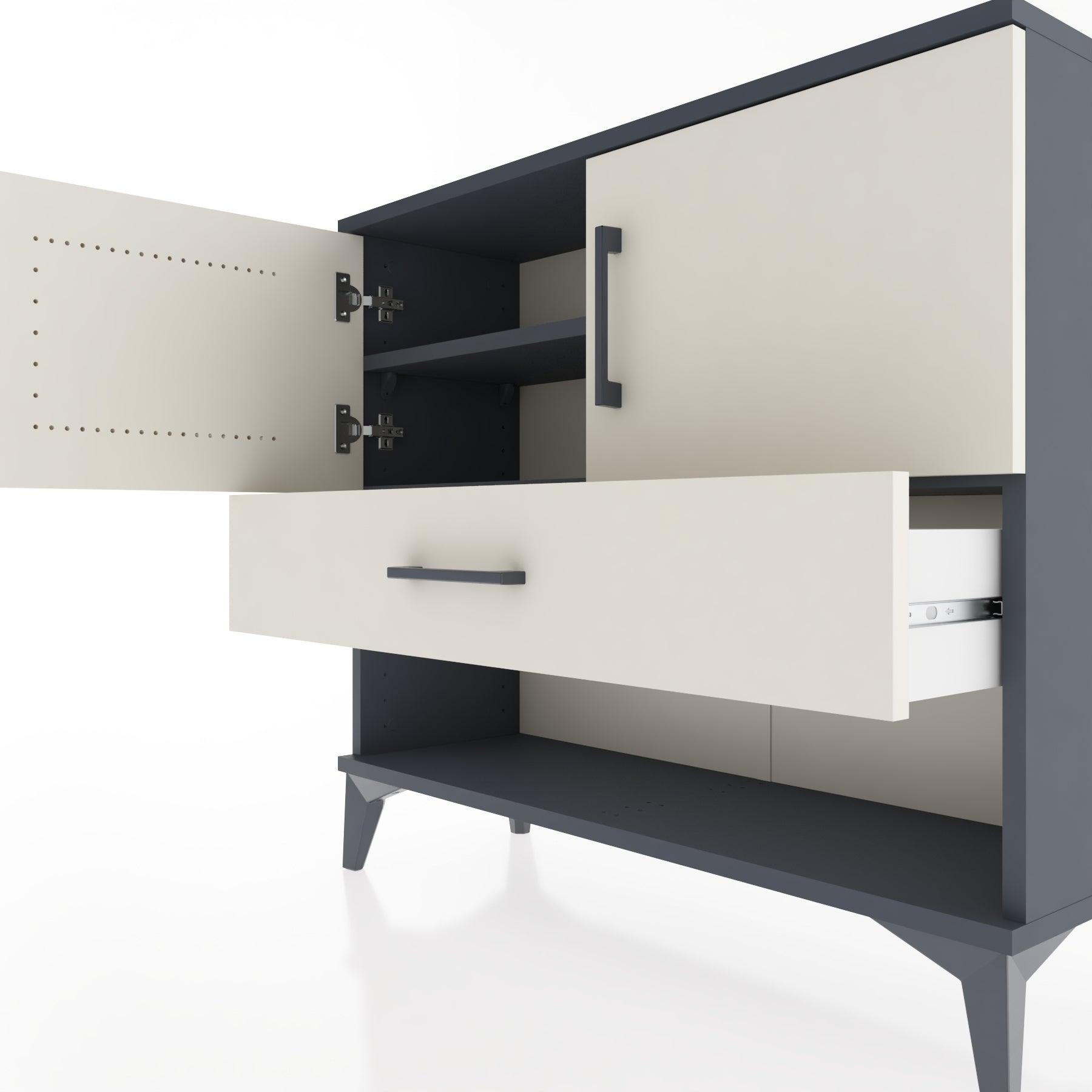 Woodntry Modüler Şifonyer Kapak ve Çekmeceli V4 88x30x68 cm Antrasit - Woodntry