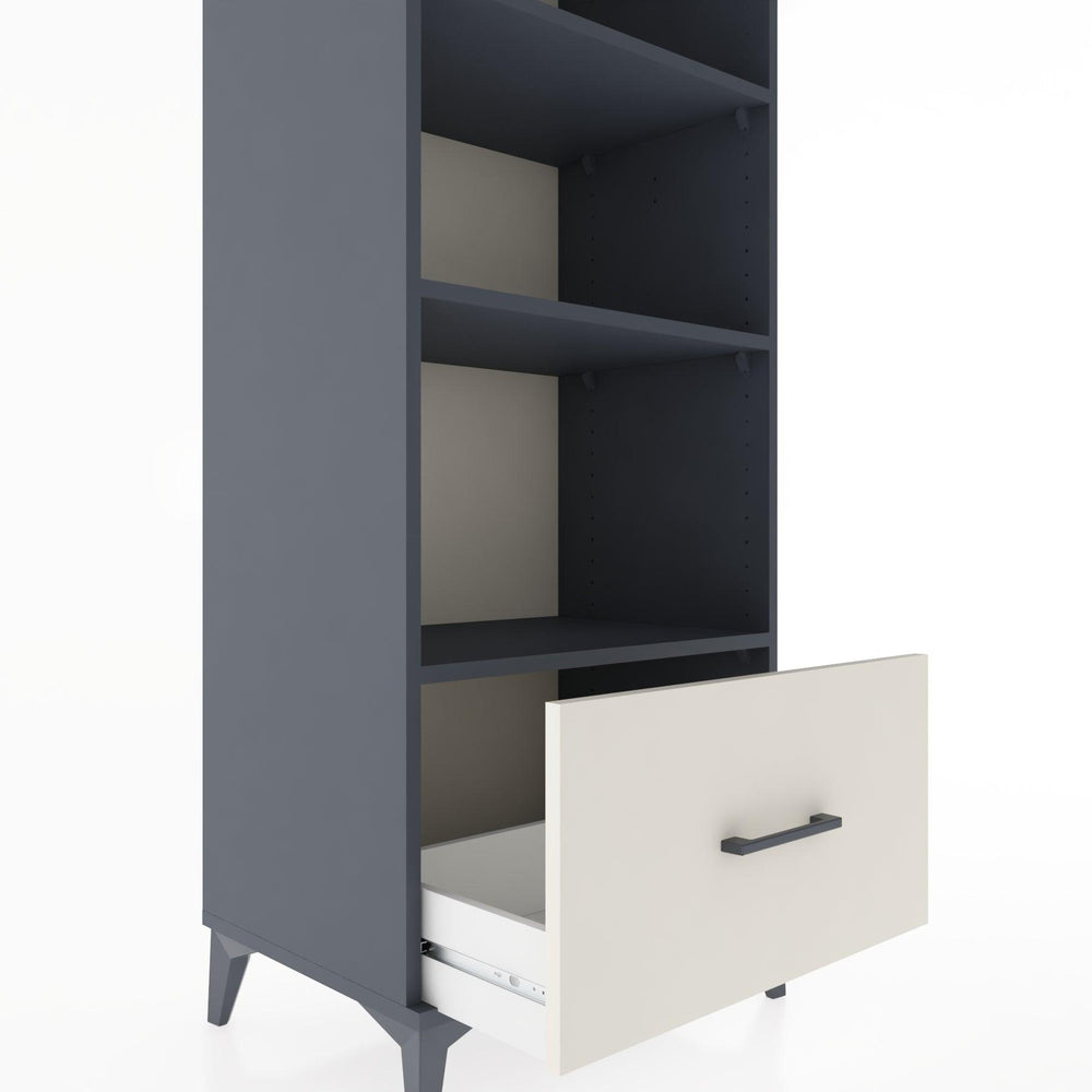 Woodntry Modüler Dolap Antrasit 60x44x170 cm Çekmeceli ve Raflı CR44-2