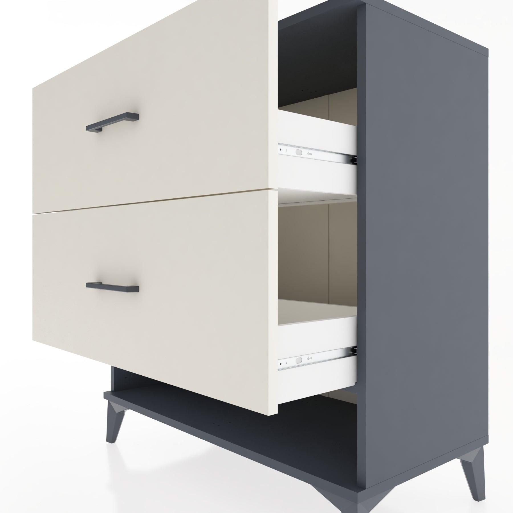Woodntry Modüler Şifonyer Antrasit 88x44x84 cm Çekmeceli ve Raflı CR4-2