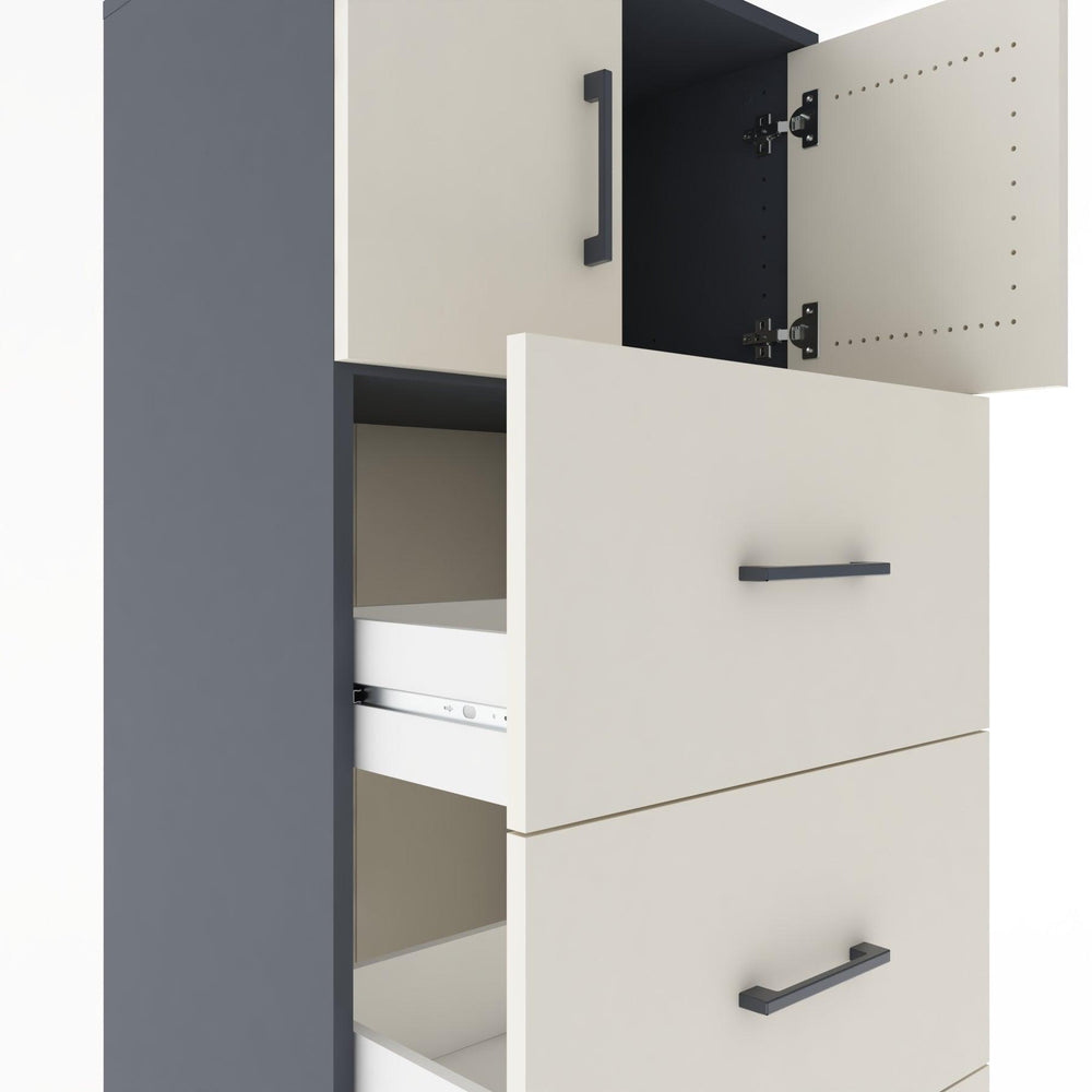 Woodntry Modular Cabinet Anthracite 60x44x170 cm with Doors and Drawers KC25-2