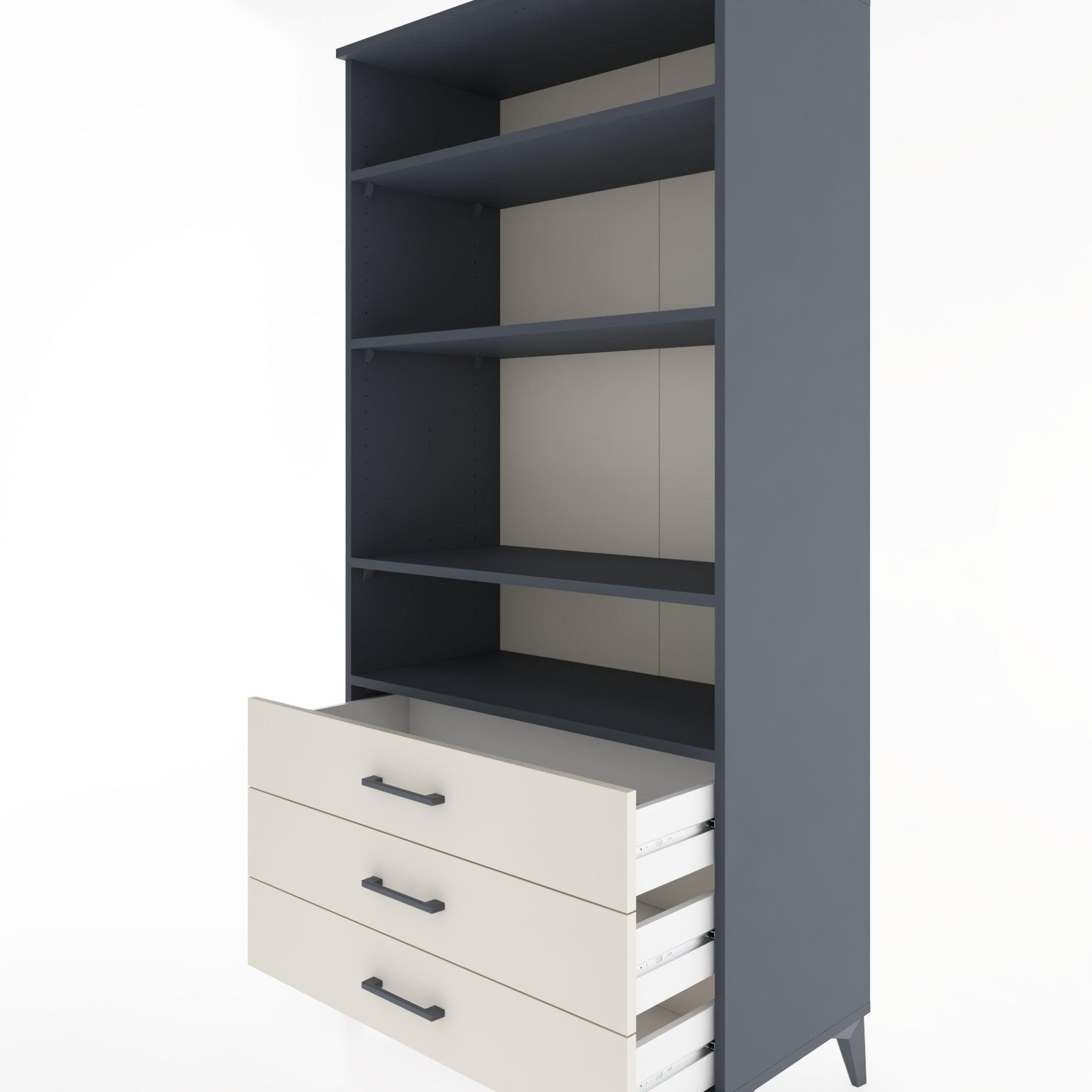 Woodntry Modular Cabinet Anthracite 88x44x170 cm with Drawers and Shelves CR37-2