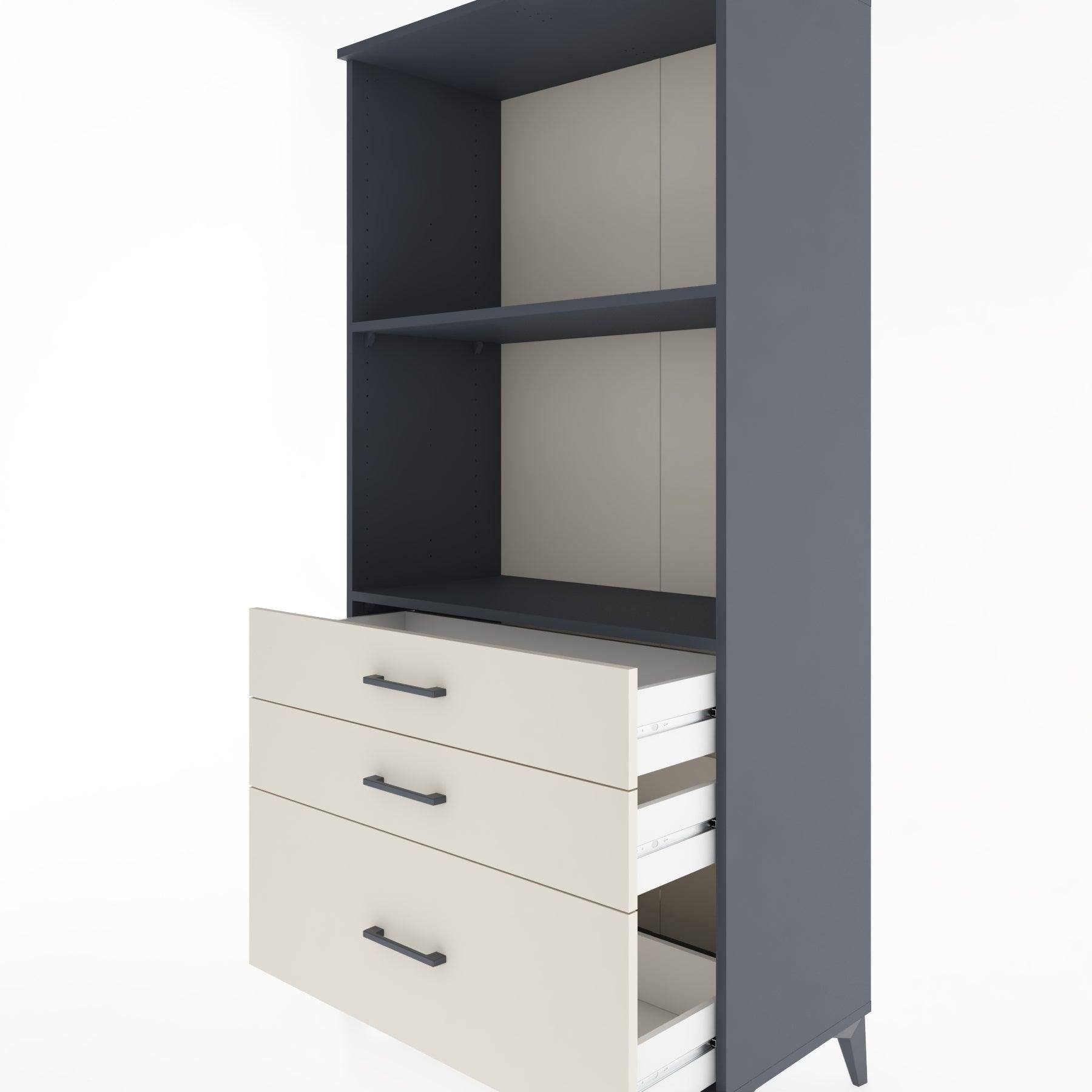 Woodntry Modular Cabinet Anthracite 88x44x170 cm with Drawers and Shelves CR42-2