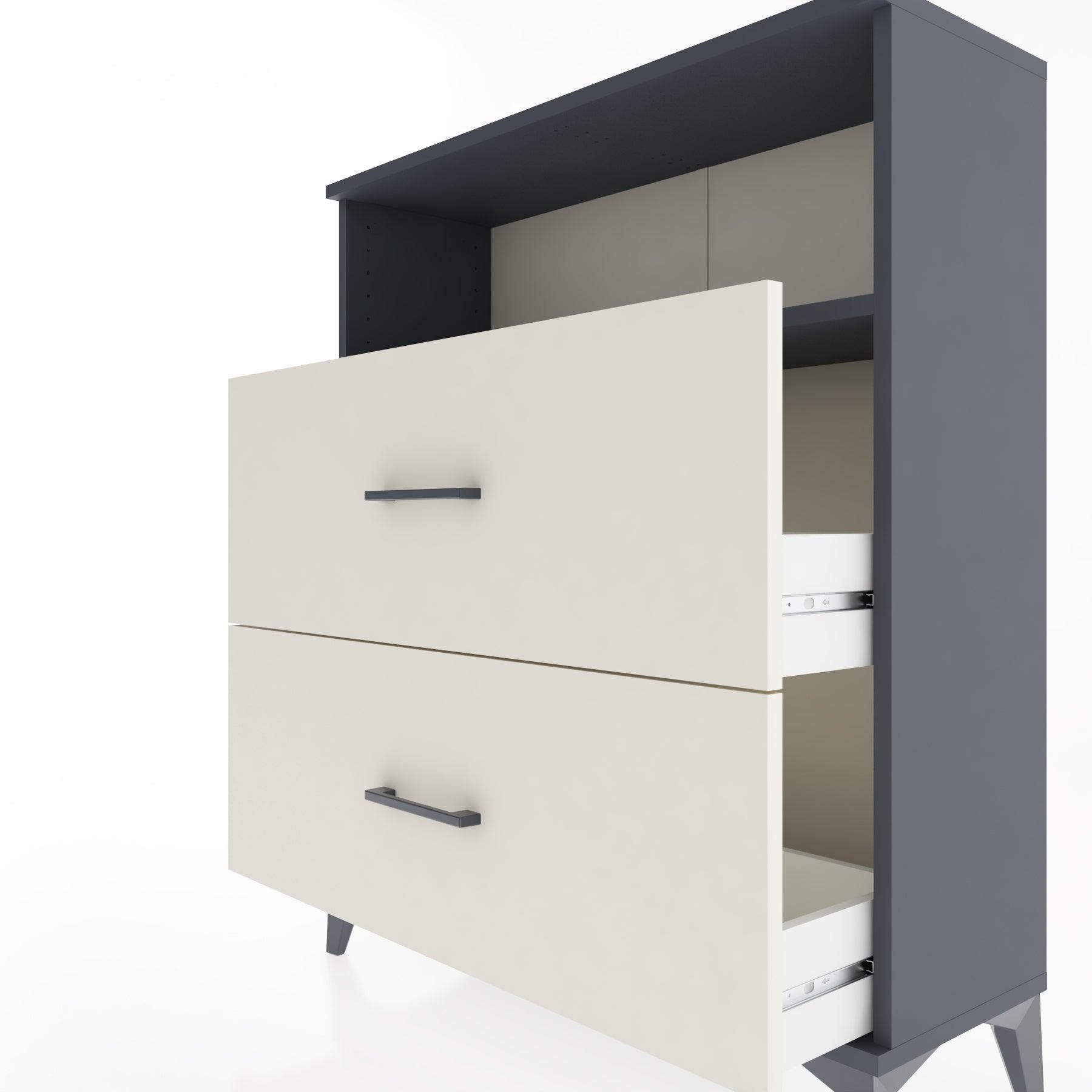 Woodntry Modular Dresser Anthracite 88x30x94 cm with Drawers and Shelves CR16-2