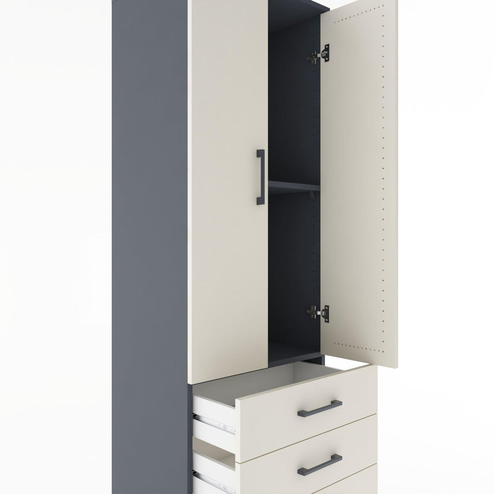 Woodntry Modular Cabinet Anthracite 60x44x170 cm with Doors and Drawers KC6-2