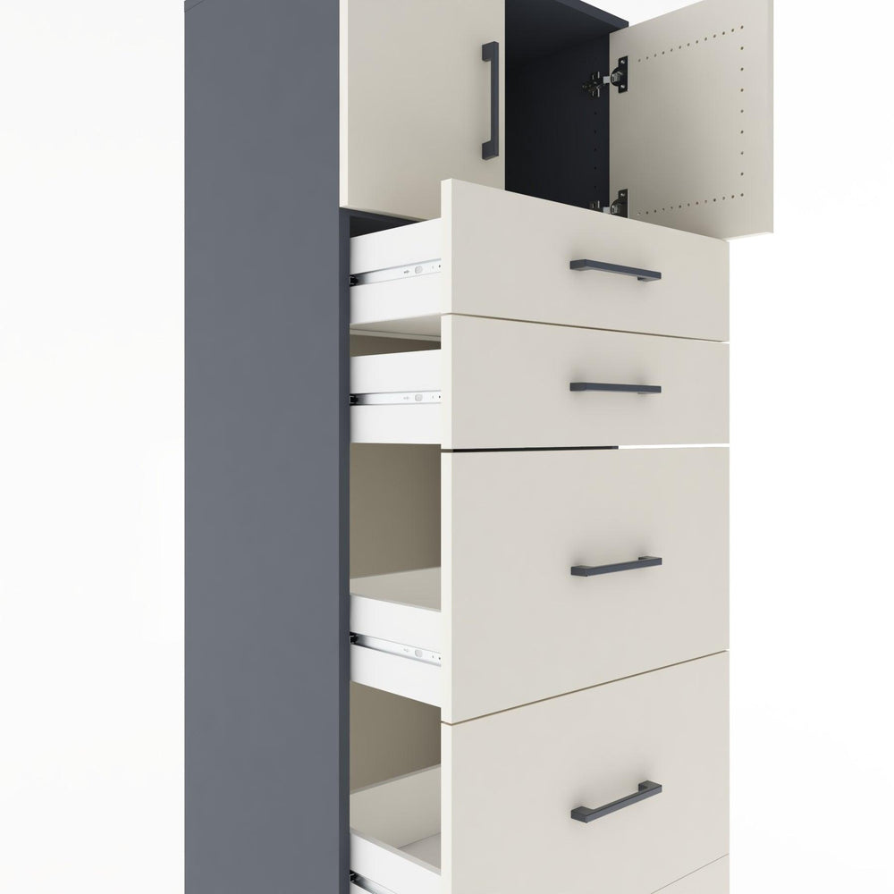 Woodntry Modular Cabinet Anthracite 60x44x170 cm with Doors and Drawers KC22-2