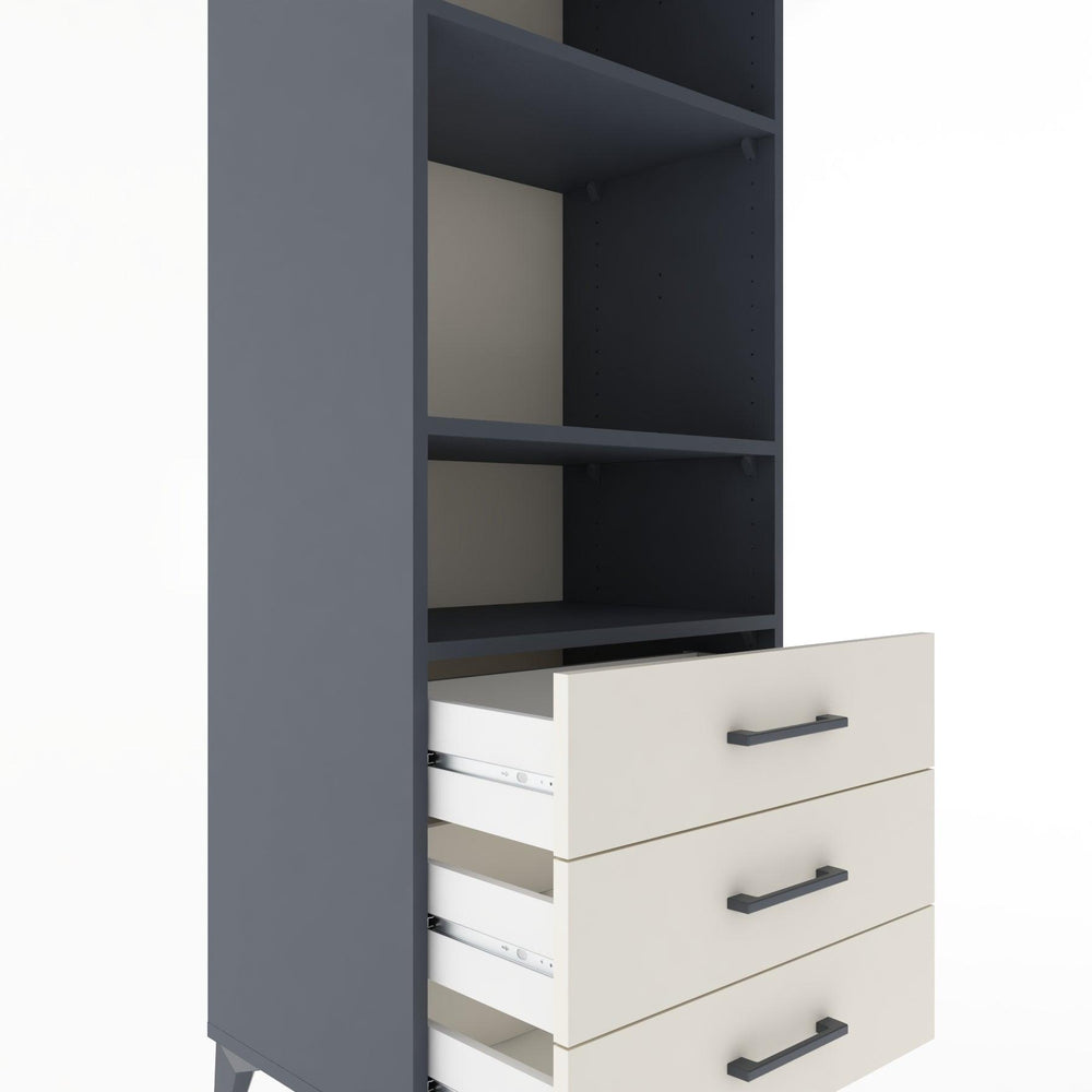 Woodntry Modüler Dolap Antrasit 60x44x170 cm Çekmeceli ve Raflı CR37-2