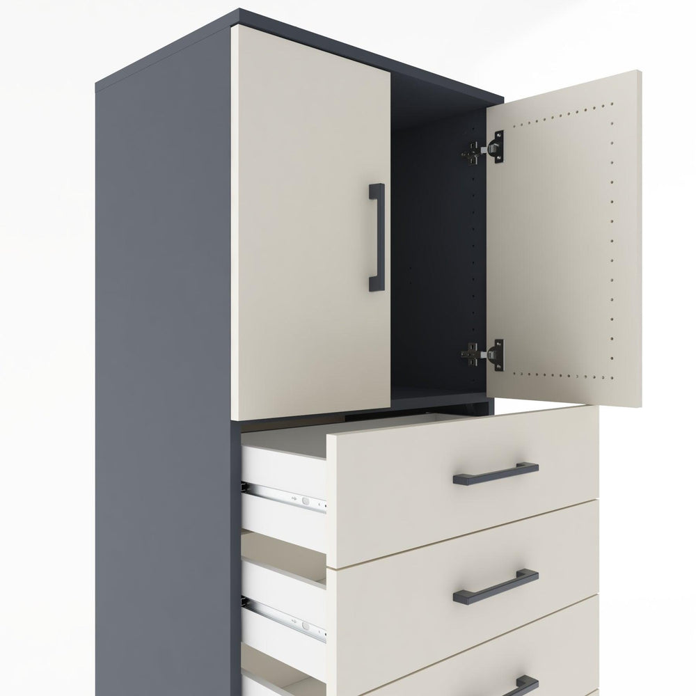Woodntry Modular Cabinet Anthracite 60x44x170 cm with Doors and Drawers KC2-2