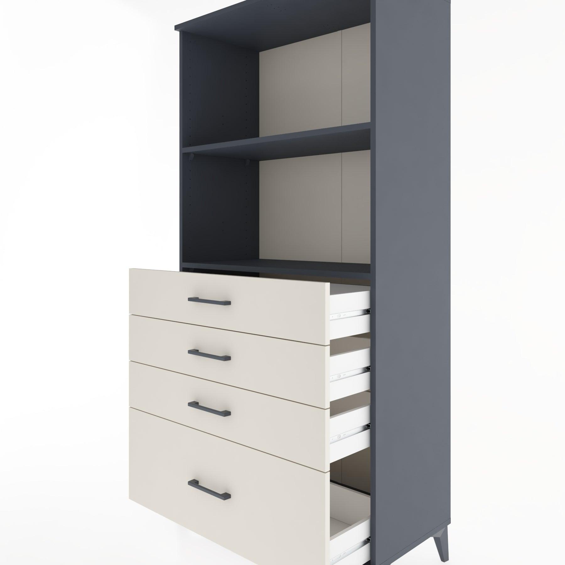 Woodntry Modular Cabinet Anthracite 88x44x170 cm with Drawers and Shelves CR41-2