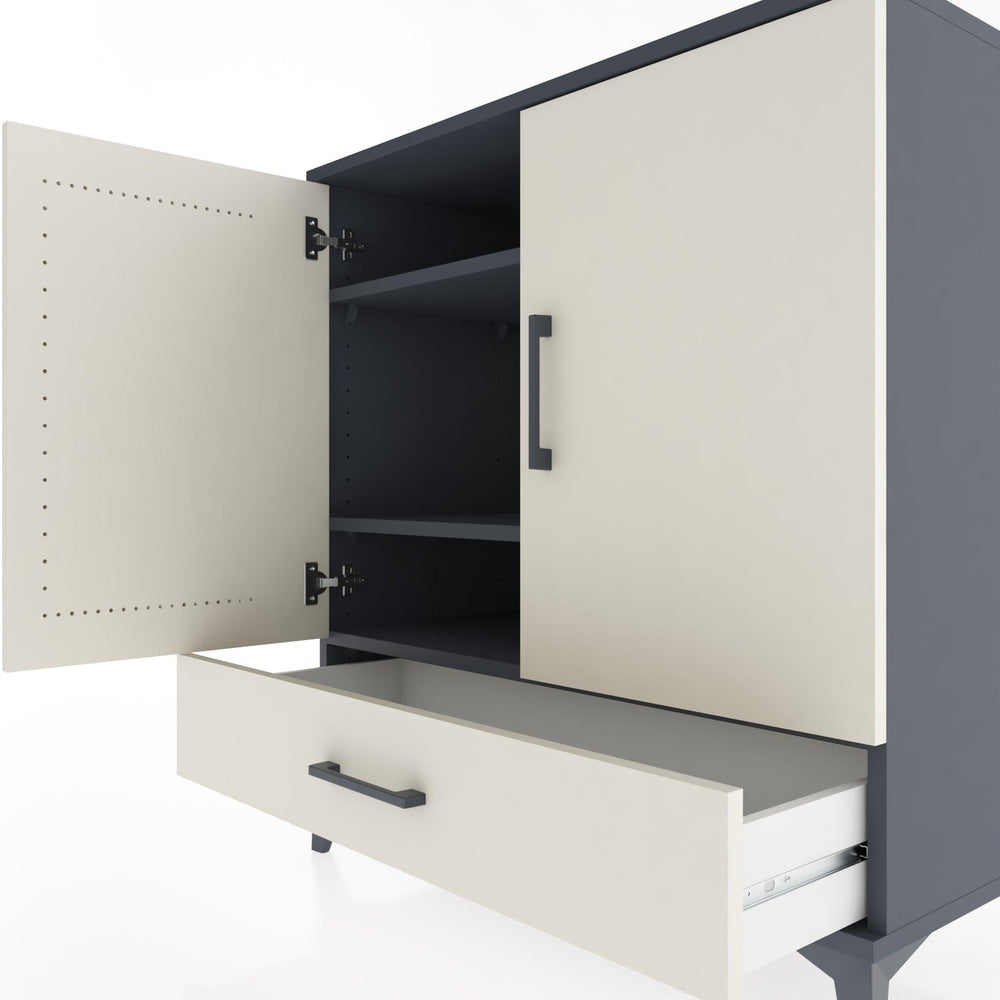 Woodntry Modüler Şifonyer Antrasit 88x44x84 cm Kapaklı ve Çekmeceli KC71-2