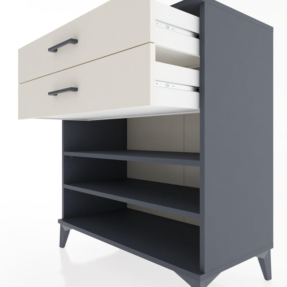 Woodntry Modüler Şifonyer Antrasit 88x44x84 cm Çekmeceli ve Raflı CR13-2