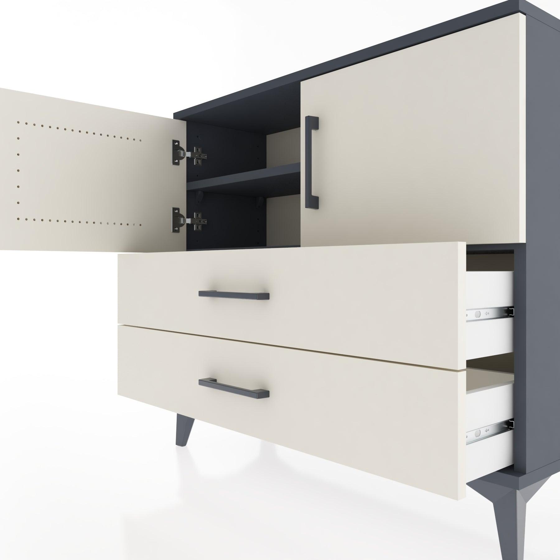 Woodntry Modüler Şifonyer Kapak ve Çekmeceli T1 88x30x94 cm Antrasit - Woodntry