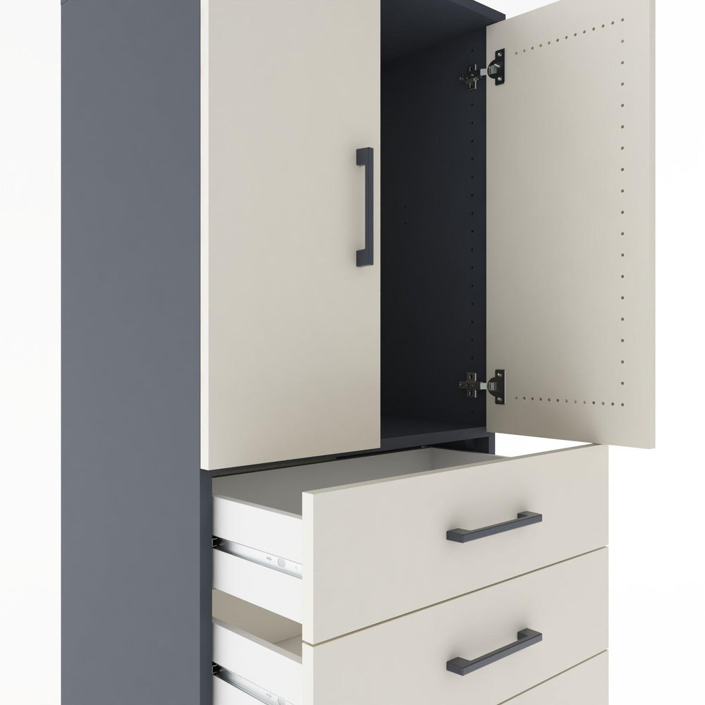 Woodntry Modular Cabinet Anthracite 60x44x170 cm with Doors and Drawers KC12-2