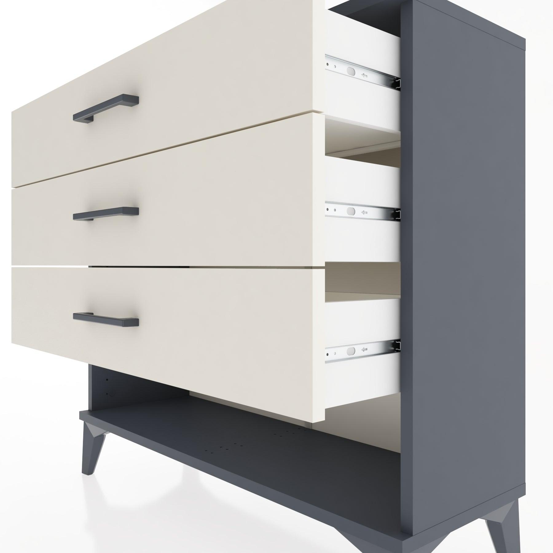 Woodntry Modüler Şifonyer Üç Çekmeceli V1 88x30x68 cm Antrasit - Woodntry