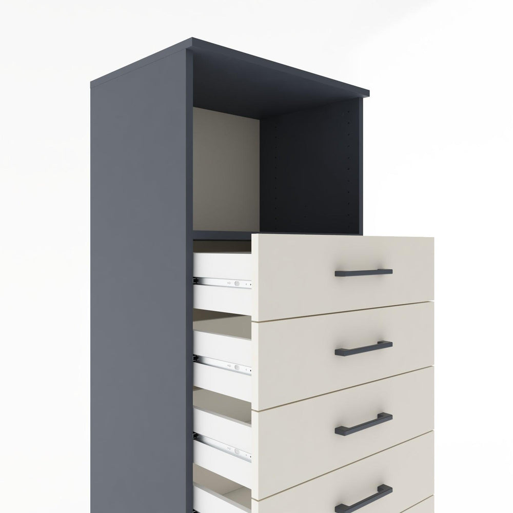 Woodntry Modüler Dolap Antrasit 60x44x170 cm Çekmeceli ve Raflı CR38-2