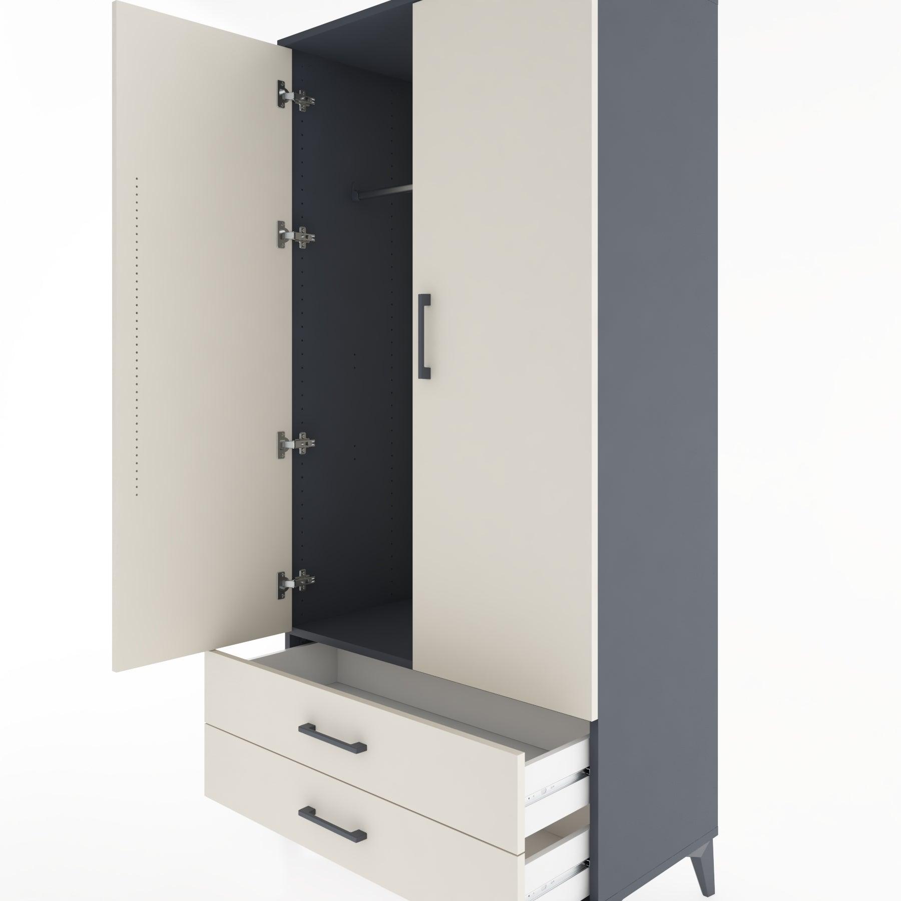 Woodntry Modular Cabinet Anthracite 88x44x170 cm with Doors and Drawers KC29-2
