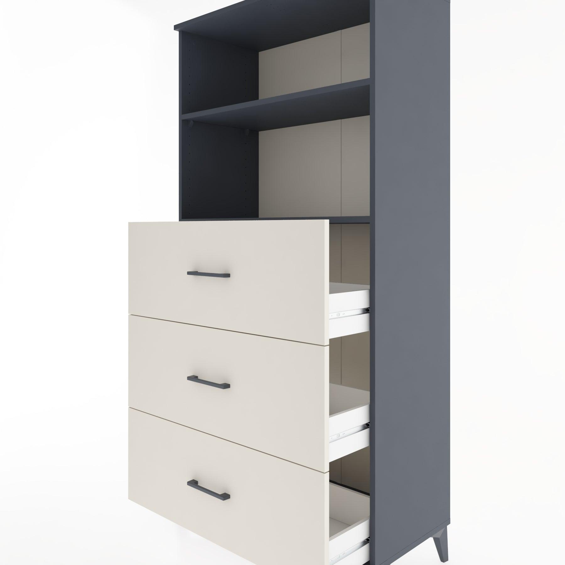 Woodntry Modular Cabinet Anthracite 88x44x170 cm with Drawers and Shelves CR52-2