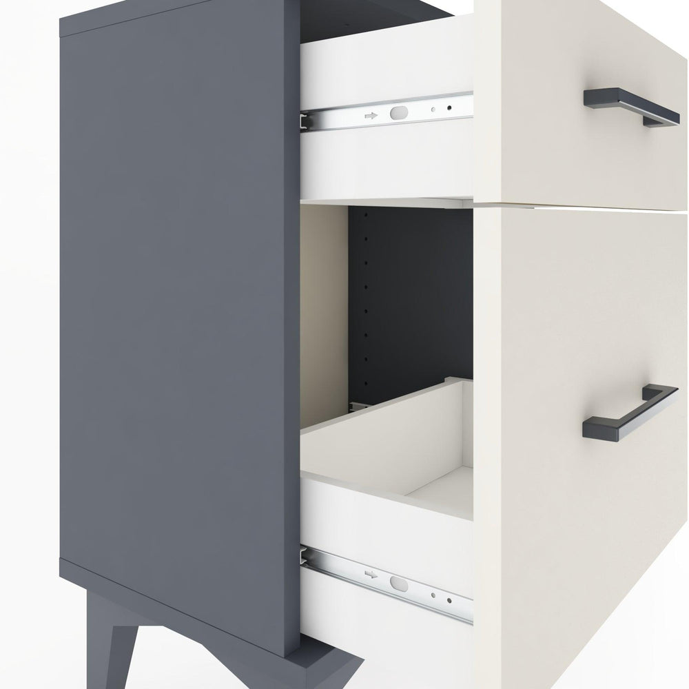 Woodntry Modüler Komodin Küçük ve Büyük Çekmece 44x30x52 cm Antrasit - Woodntry