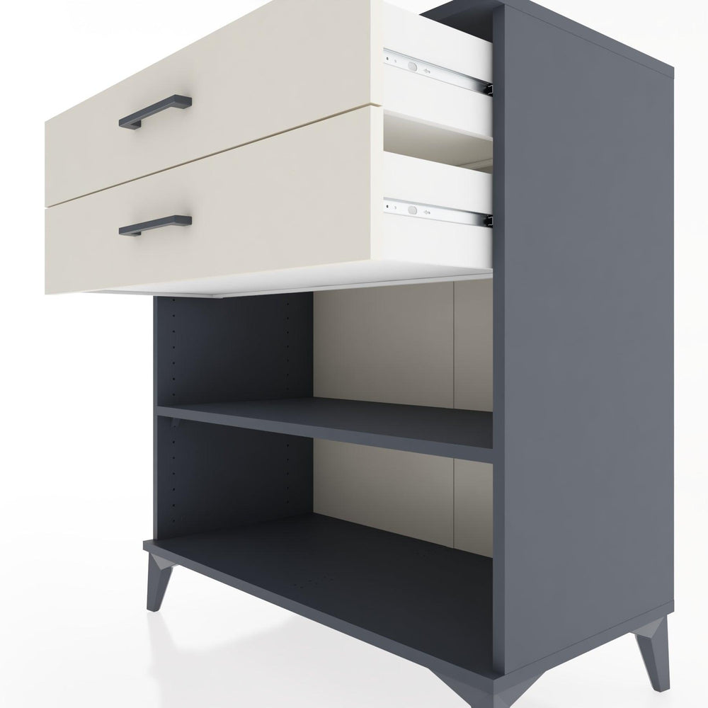 Woodntry Modüler Şifonyer Antrasit 88x44x84 cm Çekmeceli ve Raflı CR14-2