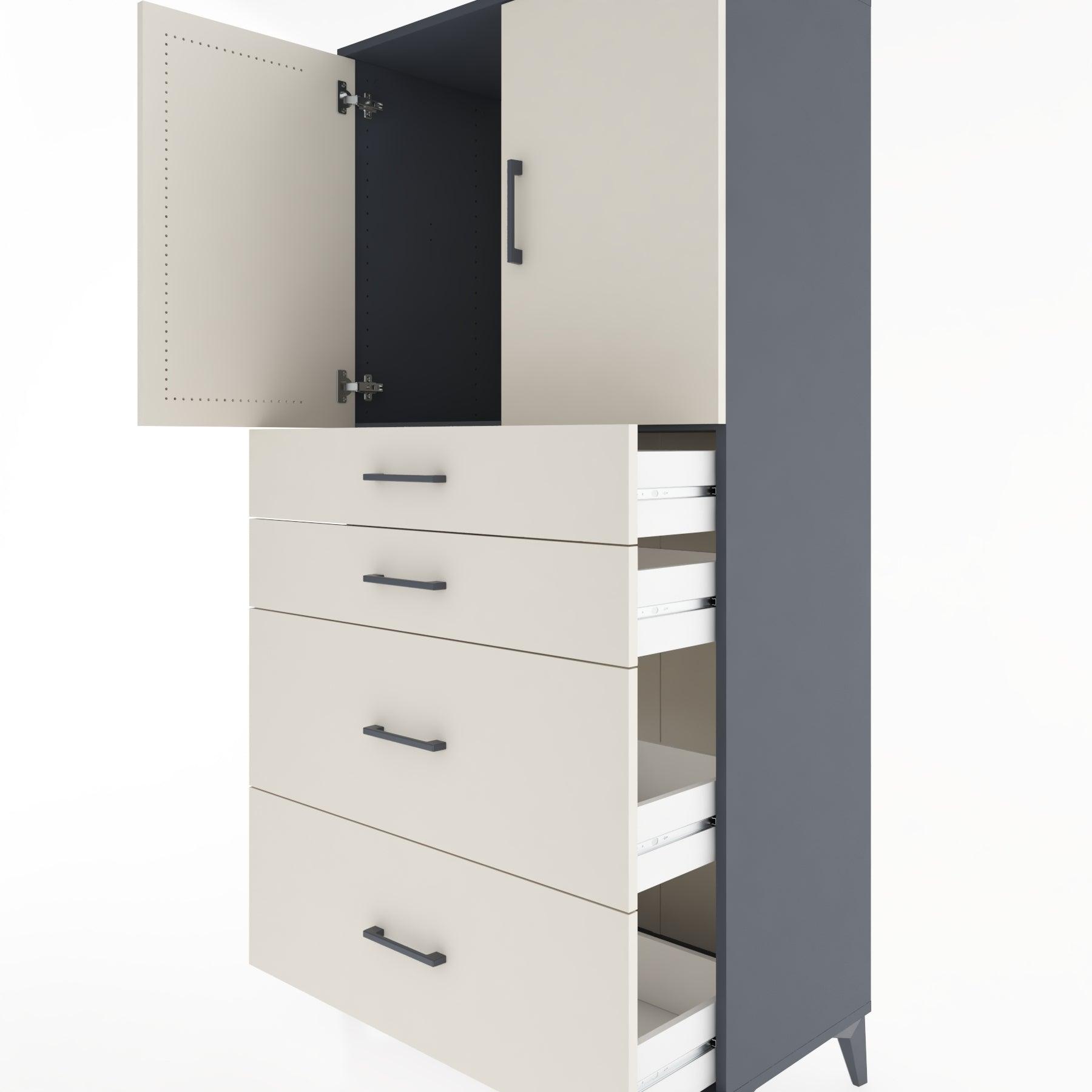 Woodntry Modular Cabinet Anthracite 88x44x170 cm with Doors and Drawers KC19-2