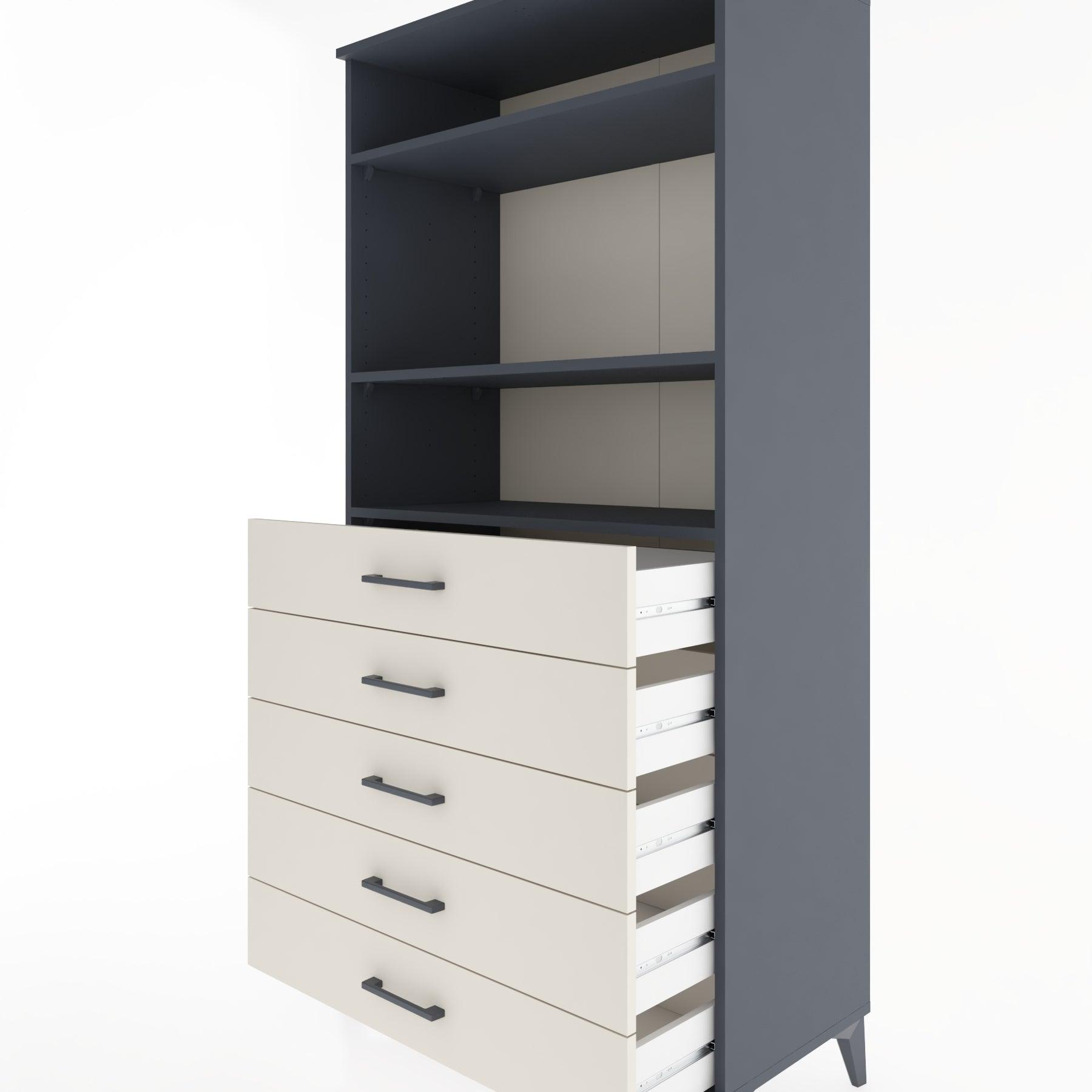 Woodntry Modular Cabinet Anthracite 88x44x170 cm with Drawers and Shelves CR35-2