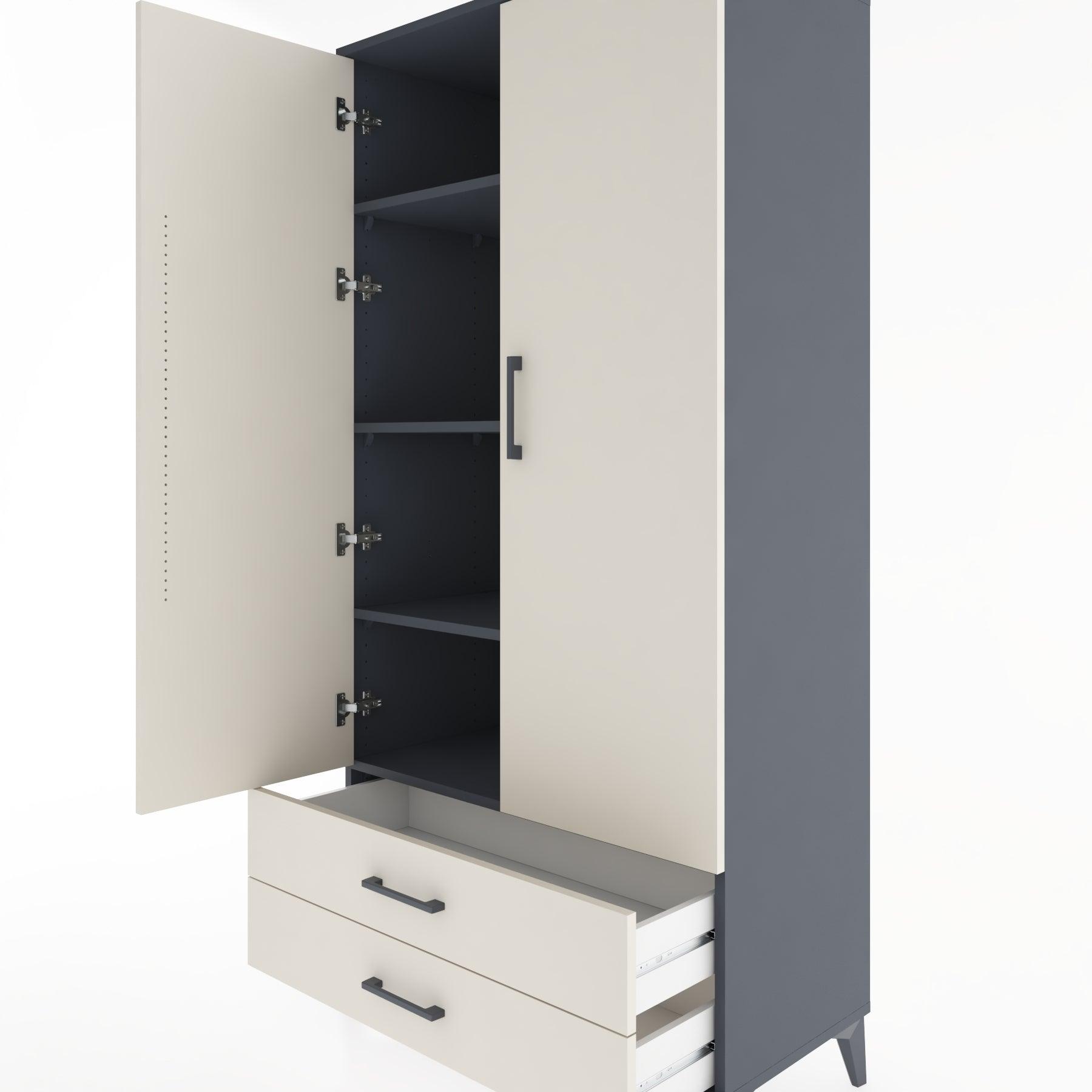 Woodntry Modular Cabinet Anthracite 88x44x170 cm with Doors and Drawers KC7-2