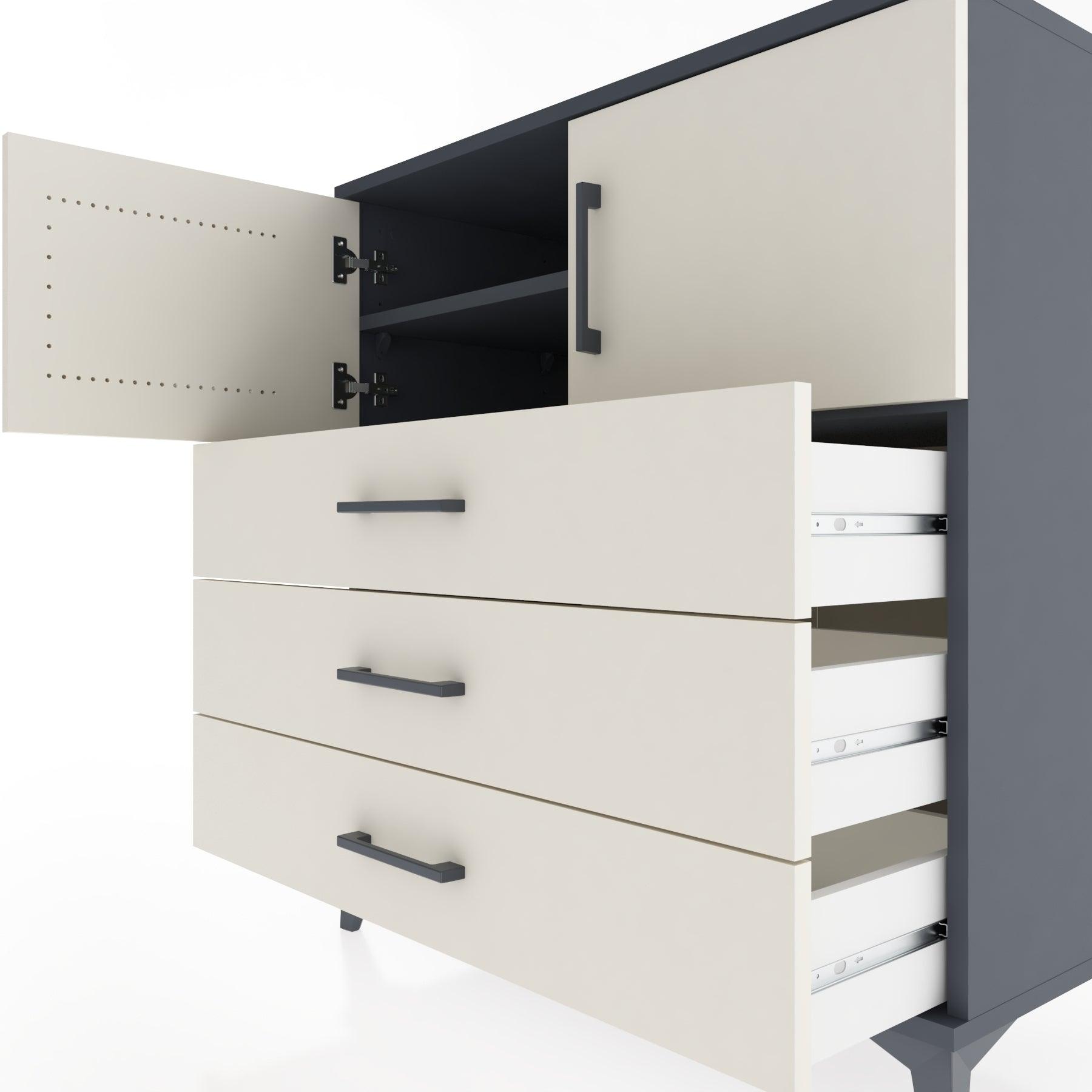 Woodntry Modular Dresser Anthracite 88x44x84 cm with Cover and Drawer KC97-2